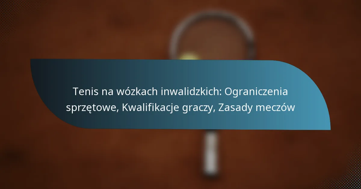 Tenis na wózkach inwalidzkich: Ograniczenia sprzętowe, Kwalifikacje graczy, Zasady meczów