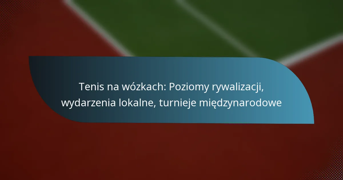 Tenis na wózkach: Poziomy rywalizacji, wydarzenia lokalne, turnieje międzynarodowe