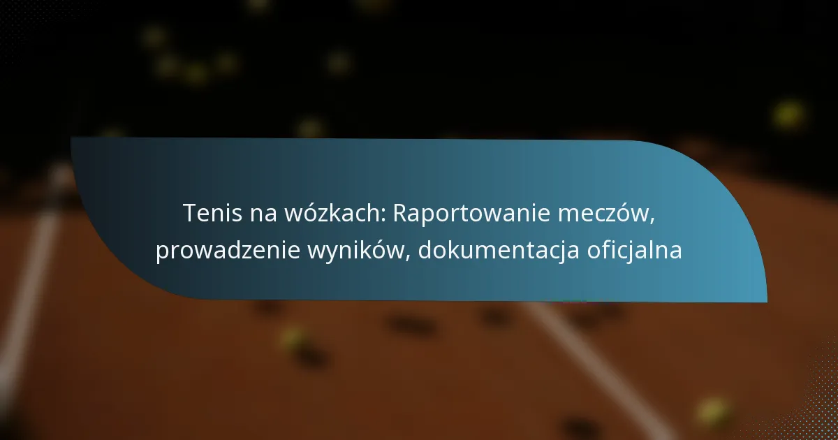 Tenis na wózkach: Raportowanie meczów, prowadzenie wyników, dokumentacja oficjalna