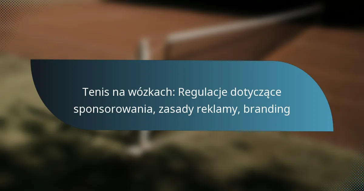 Tenis na wózkach: Regulacje dotyczące sponsorowania, zasady reklamy, branding