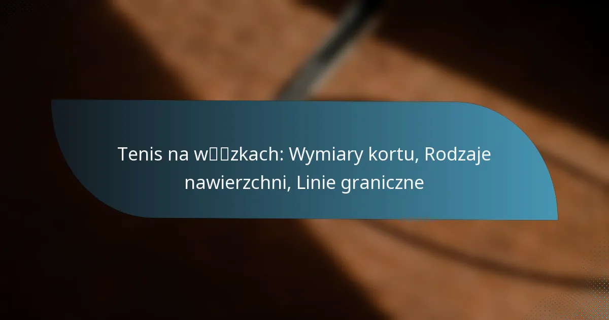 Tenis na wózkach: Wymiary kortu, Rodzaje nawierzchni, Linie graniczne