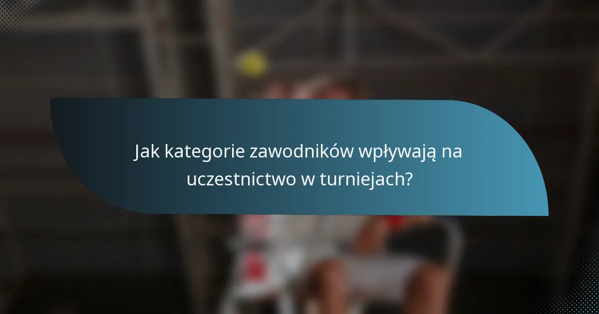Jak kategorie zawodników wpływają na uczestnictwo w turniejach?