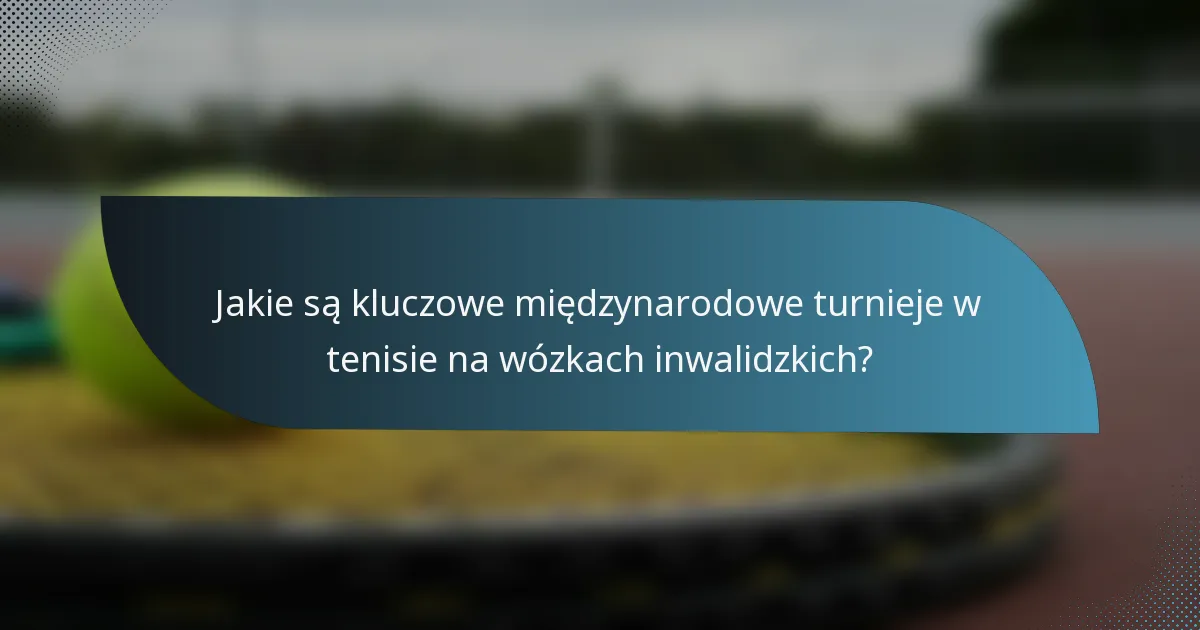 Jakie są kluczowe międzynarodowe turnieje w tenisie na wózkach inwalidzkich?